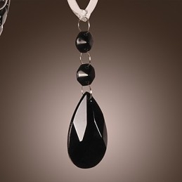 Luminária de parede de cristal preto com lâmpada de vela