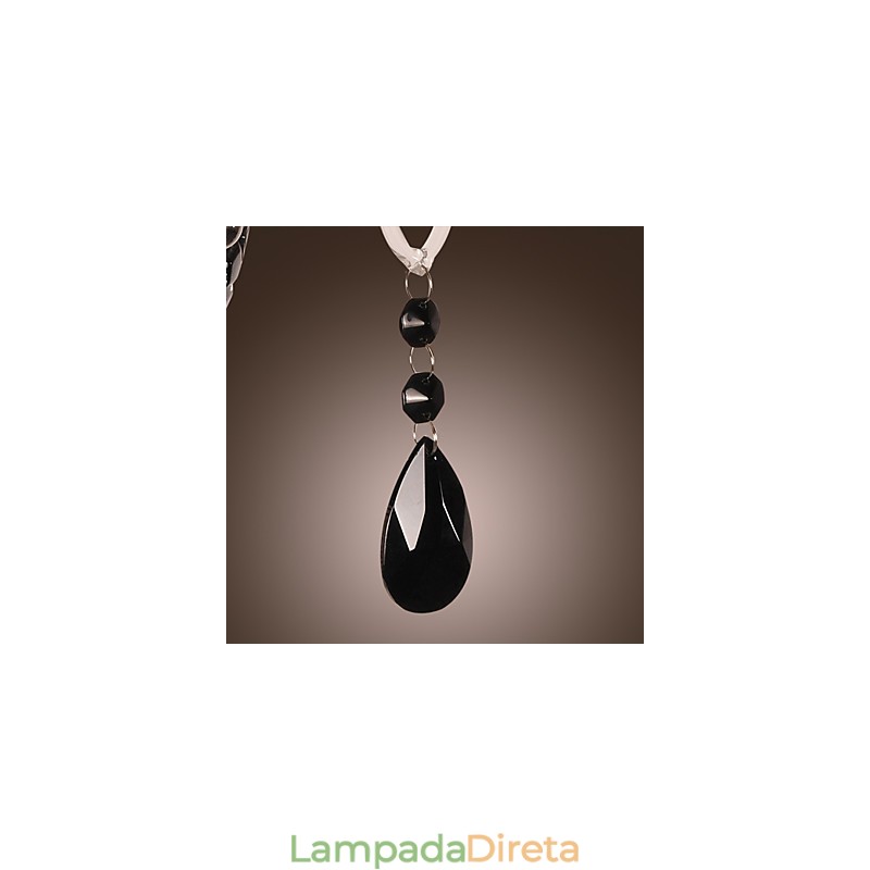 Luminária de parede de cristal preto com lâmpada de vela