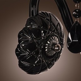 Luminária de parede de cristal preto com lâmpada de vela