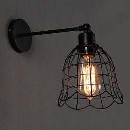 Luminária de parede industrial de cabeça única, luminária de parede tipo Europa contratada, luz de ferro forjado