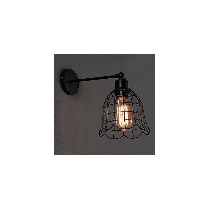 Luminária de parede industrial de cabeça única, luminária de parede tipo Europa contratada, luz de ferro forjado