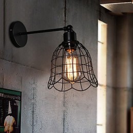 Luminária de parede industrial de cabeça única, luminária de parede tipo Europa contratada, luz de ferro forjado