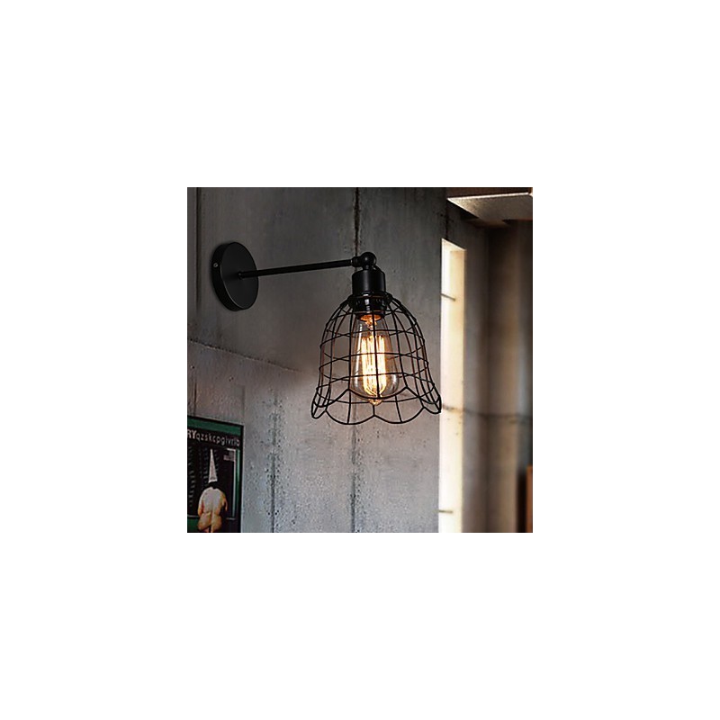 Luminária de parede industrial de cabeça única, luminária de parede tipo Europa contratada, luz de ferro forjado