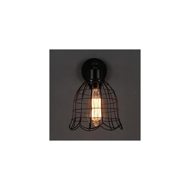 Luminária de parede industrial de cabeça única, luminária de parede tipo Europa contratada, luz de ferro forjado