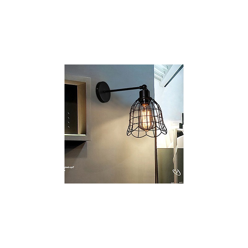 Luminária de parede industrial de cabeça única, luminária de parede tipo Europa contratada, luz de ferro forjado