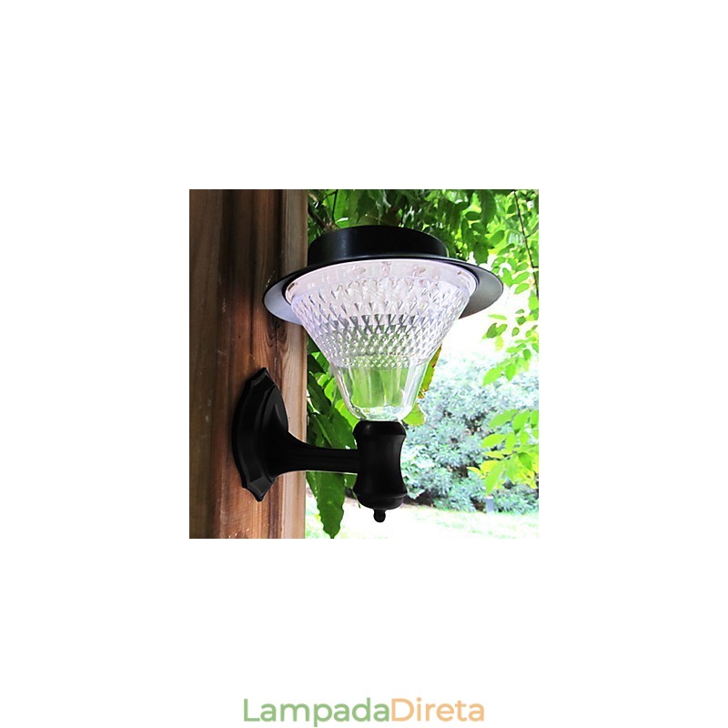 Lâmpada de parede para jardim, pátio, caminho, luz, energia solar, branca, para montagem na parede