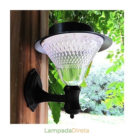 Lâmpada de parede para jardim, pátio, caminho, luz, energia solar, branca, para montagem na parede Lâmpada de parede para jardim, pátio, caminho, luz, energia solar, branca, para montagem na parede