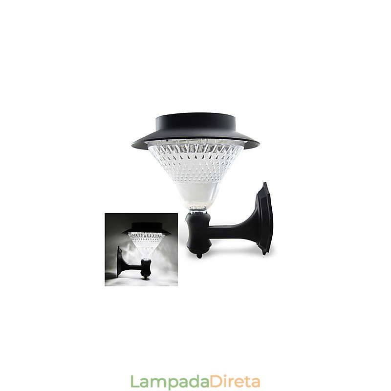 Lâmpada de parede para jardim, pátio, caminho, luz, energia solar, branca, para montagem na parede