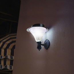 Lâmpada de parede para jardim, pátio, caminho, luz, energia solar, branca, para montagem na parede
