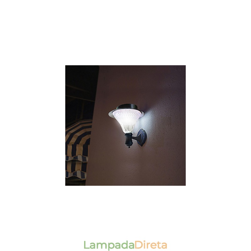 Lâmpada de parede para jardim, pátio, caminho, luz, energia solar, branca, para montagem na parede