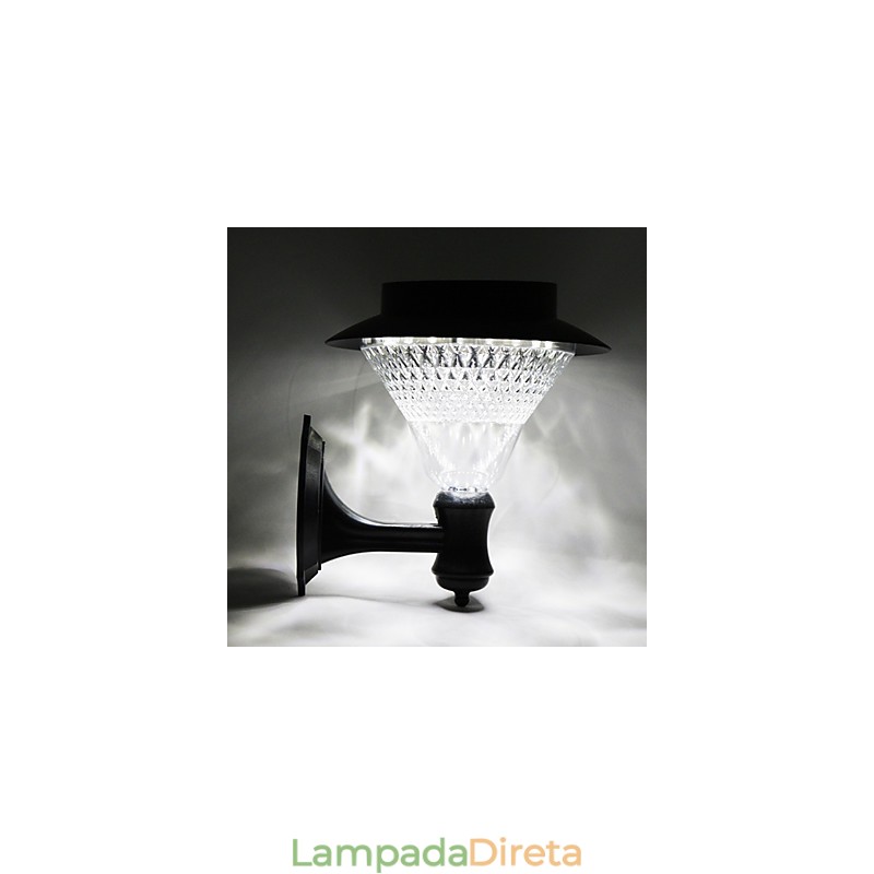 Lâmpada de parede para jardim, pátio, caminho, luz, energia solar, branca, para montagem na parede
