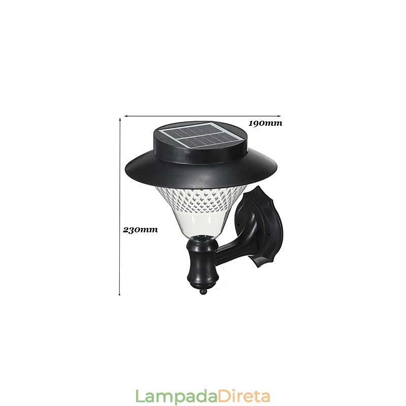 Lâmpada de parede para jardim, pátio, caminho, luz, energia solar, branca, para montagem na parede