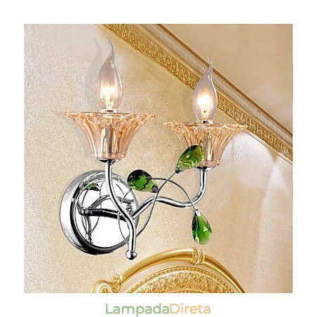 Luminária de parede de cristal contemporânea e contraída criativa em estilo europeu Luminária de parede de cristal contemporânea e contraída criativa em estilo europeu