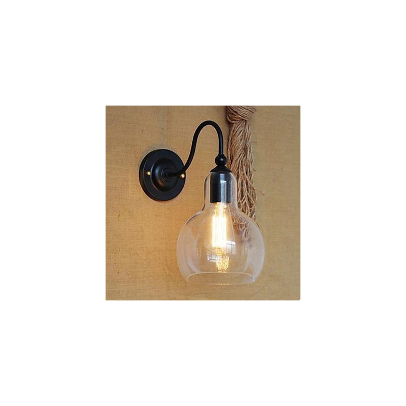 Luminária de parede moderna para restaurante, ferro forjado e vidro