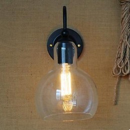 Luminária de parede moderna para restaurante, ferro forjado e vidro