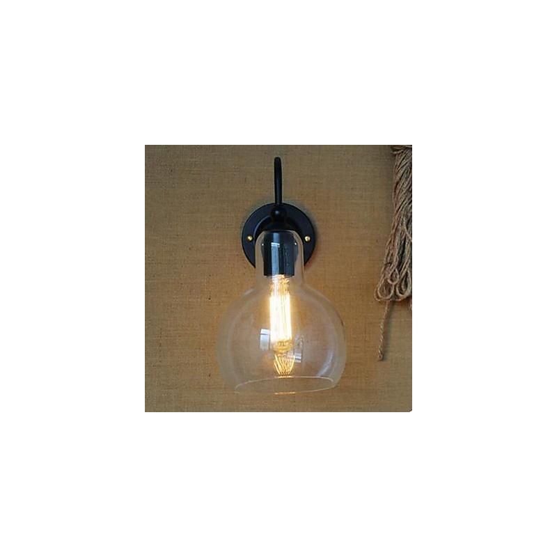 Luminária de parede moderna para restaurante, ferro forjado e vidro