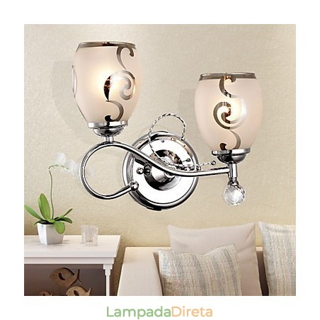 Luminária de parede de cristal contemporânea e contraída criativa em estilo europeu Luminária de parede de cristal contemporânea e contraída criativa em estilo europeu