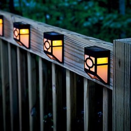 Luminária de parede com energia solar amarela quente para deck com 2 lanternas