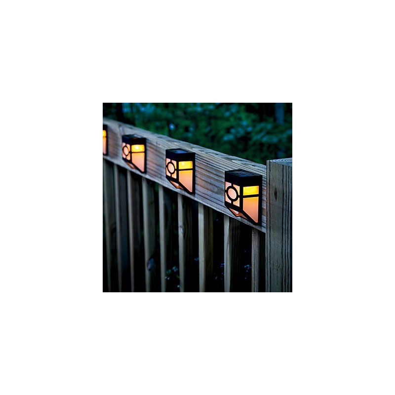 Luminária de parede com energia solar amarela quente para deck com 2 lanternas