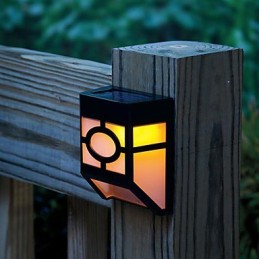 Luminária de parede com energia solar amarela quente para deck com 2 lanternas