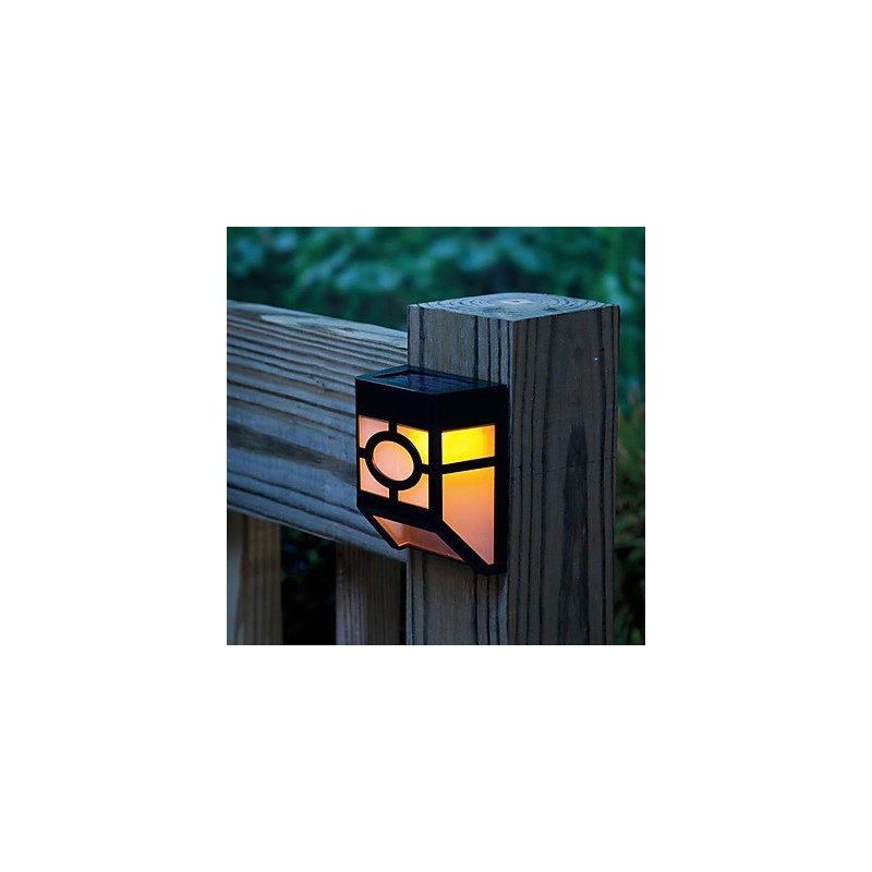 Luminária de parede com energia solar amarela quente para deck com 2 lanternas