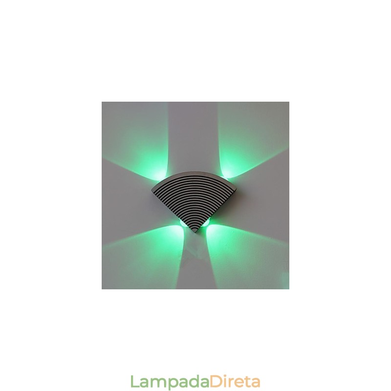 Luminária de parede Fan Quatro Luzes Verde Alumínio Acrílico