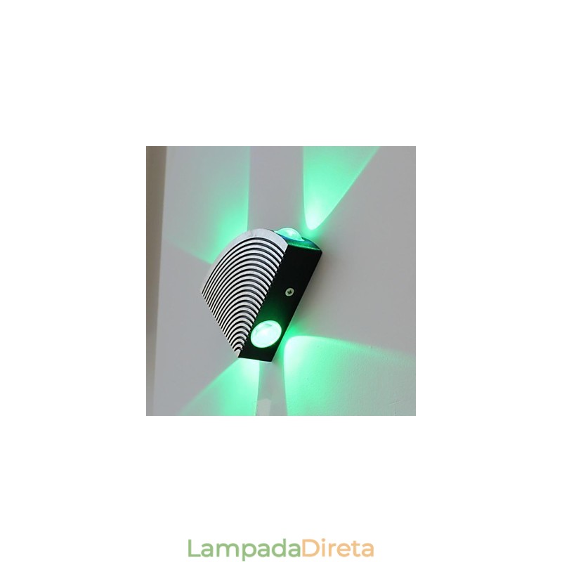 Luminária de parede Fan Quatro Luzes Verde Alumínio Acrílico
