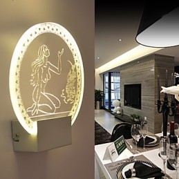 Luminária de parede acrílica PVC Lâmpada de luz Chip Moderna Contemporânea Metal 5W