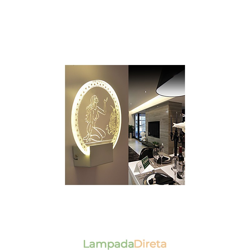 Luminária de parede acrílica PVC Lâmpada de luz Chip Moderna Contemporânea Metal 5W