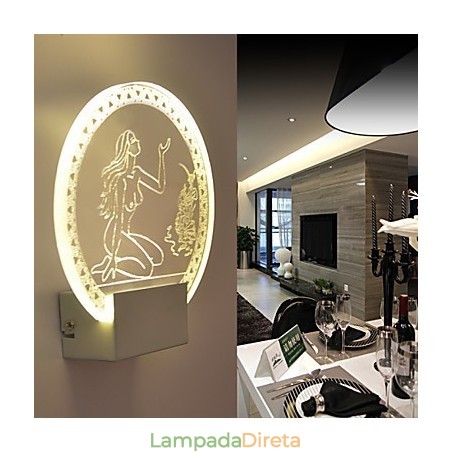 Luminária de parede acrílica PVC Lâmpada de luz Chip Moderna Contemporânea Metal 5W Luminária de parede acrílica PVC Lâmpada de luz Chip Moderna Contemporânea Metal 5W