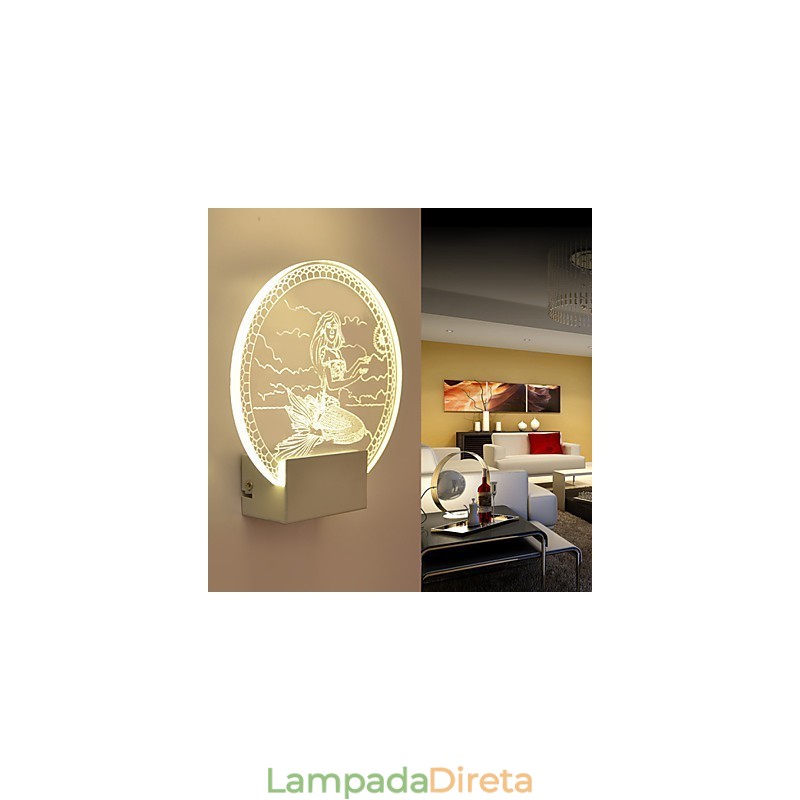 Luminária de parede acrílica PVC Luminária moderna contemporânea Metal
