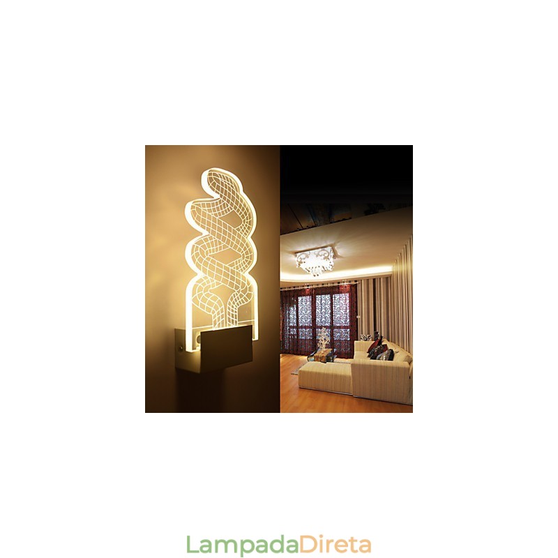 Luminária de parede acrílica PVC Lâmpada de luz Chip Moderna Contemporânea Metal