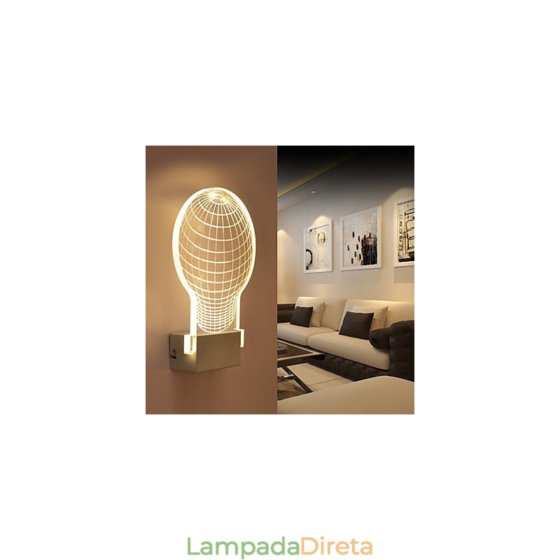 Luminária de parede acrílica PVC Lâmpada de luz Chip Moderna Contemporânea Metal