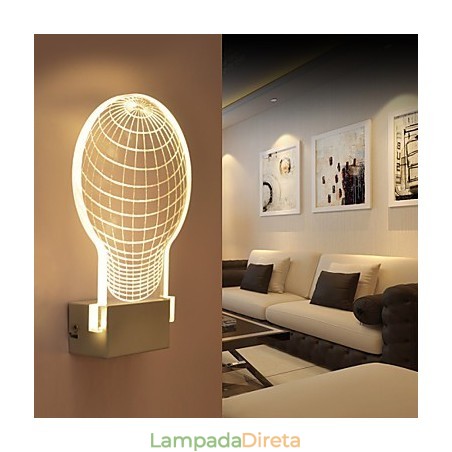 Luminária de parede acrílica PVC Lâmpada de luz Chip Moderna Contemporânea Metal
