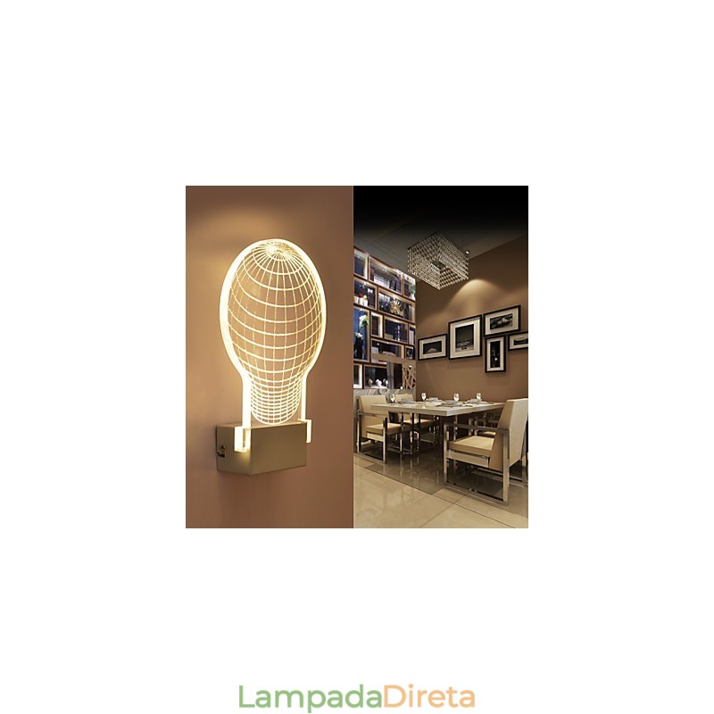 Luminária de parede acrílica PVC Lâmpada de luz Chip Moderna Contemporânea Metal
