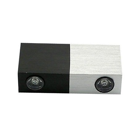 Luminária de parede moderna com design chique meio prateado meio preto corpo cúbico 2 s Luminária de parede moderna com design chique meio prateado meio preto corpo cúbico 2 s