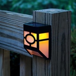 Luminária de parede com energia solar amarela quente para deck com 2 lanternas