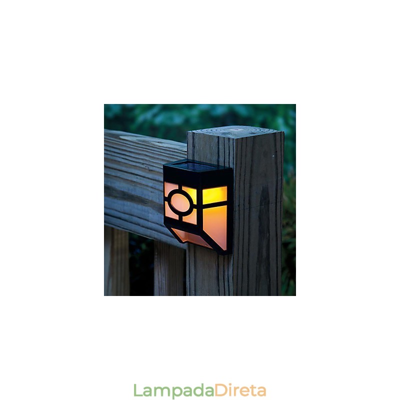 Luminária de parede com energia solar amarela quente para deck com 2 lanternas
