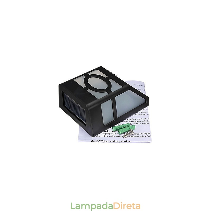 Luminária de parede com energia solar amarela quente para deck com 2 lanternas