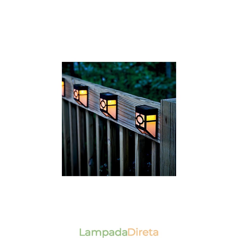 Luminária de parede com energia solar amarela quente para deck com 2 lanternas