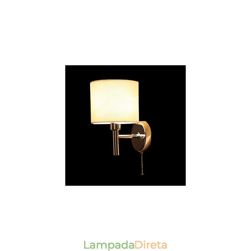 Luminária de parede elegante em metal e tecido com 1 luz em cilindro branco