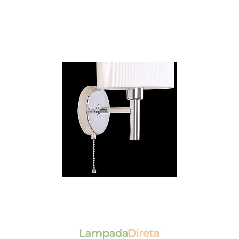 Luminária de parede elegante em metal e tecido com 1 luz em cilindro branco