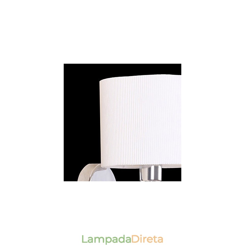 Luminária de parede elegante em metal e tecido com 1 luz em cilindro branco