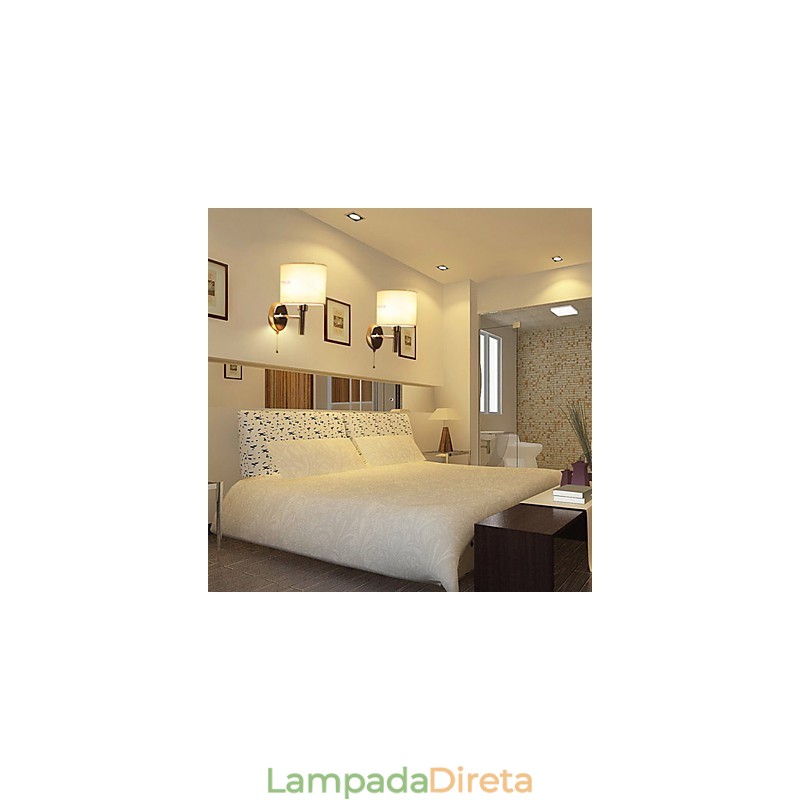 Luminária de parede elegante em metal e tecido com 1 luz em cilindro branco