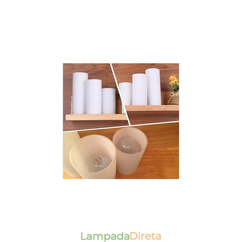 Luminária de parede Três luzes e vidro
