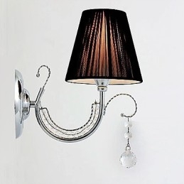 Luminária de parede contemporânea com abajur de tecido estilo lustre braço cristal gota