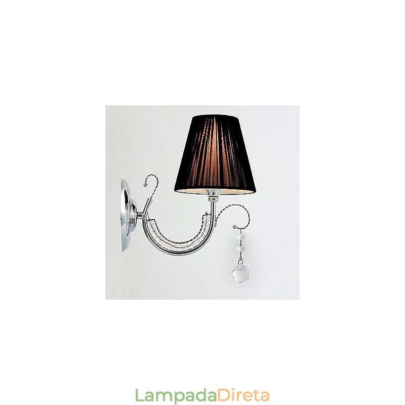 Luminária de parede contemporânea com abajur de tecido estilo lustre braço cristal gota