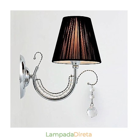 Luminária de parede contemporânea com abajur de tecido estilo lustre braço cristal gota Luminária de parede contemporânea com abajur de tecido estilo lustre braço cristal gota