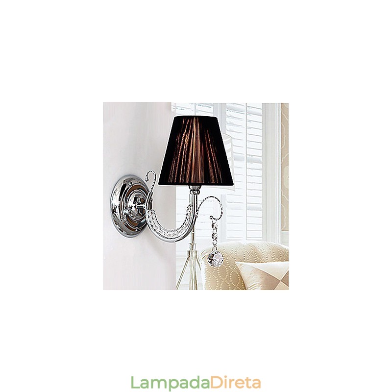 Luminária de parede contemporânea com abajur de tecido estilo lustre braço cristal gota