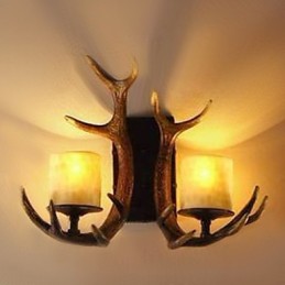 Luminária de parede com 2 luzes em chifres